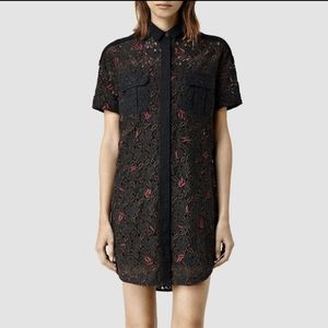 All Saints Leela Sheer Embroidered Dress